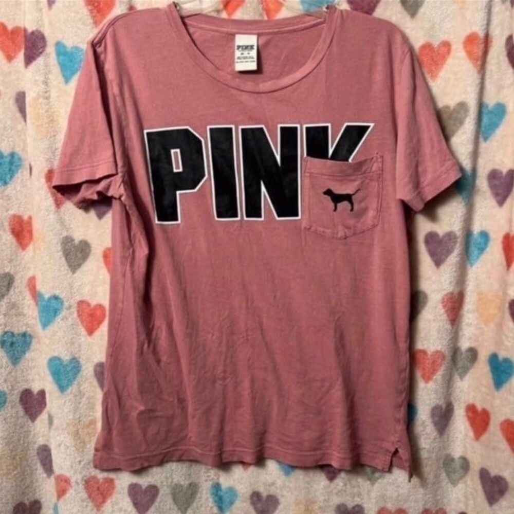 Victoria’s Secret PINK Soft Begonia Campus Tee XS Pocket Vs